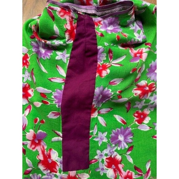 Vintage‎ Custom Mrs Roper Purple Red Floral Lounge Mu Mu Midi House Dress MED - Picture 10 of 14
